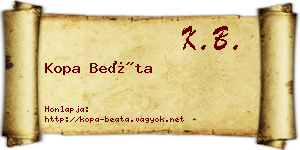 Kopa Beáta névjegykártya
